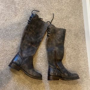 Bed Stu leather boots, charcoal gray with a “worn” finish